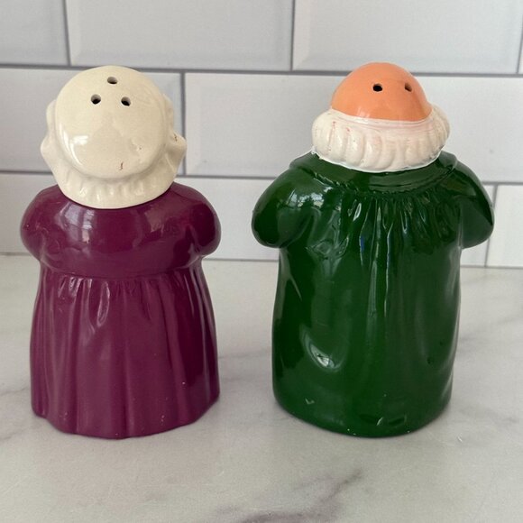 Vtg Nanco Grandma Grandpa Ceramic Salt Pepper Shakers Handpainted Collectible - Picture 3 of 7
